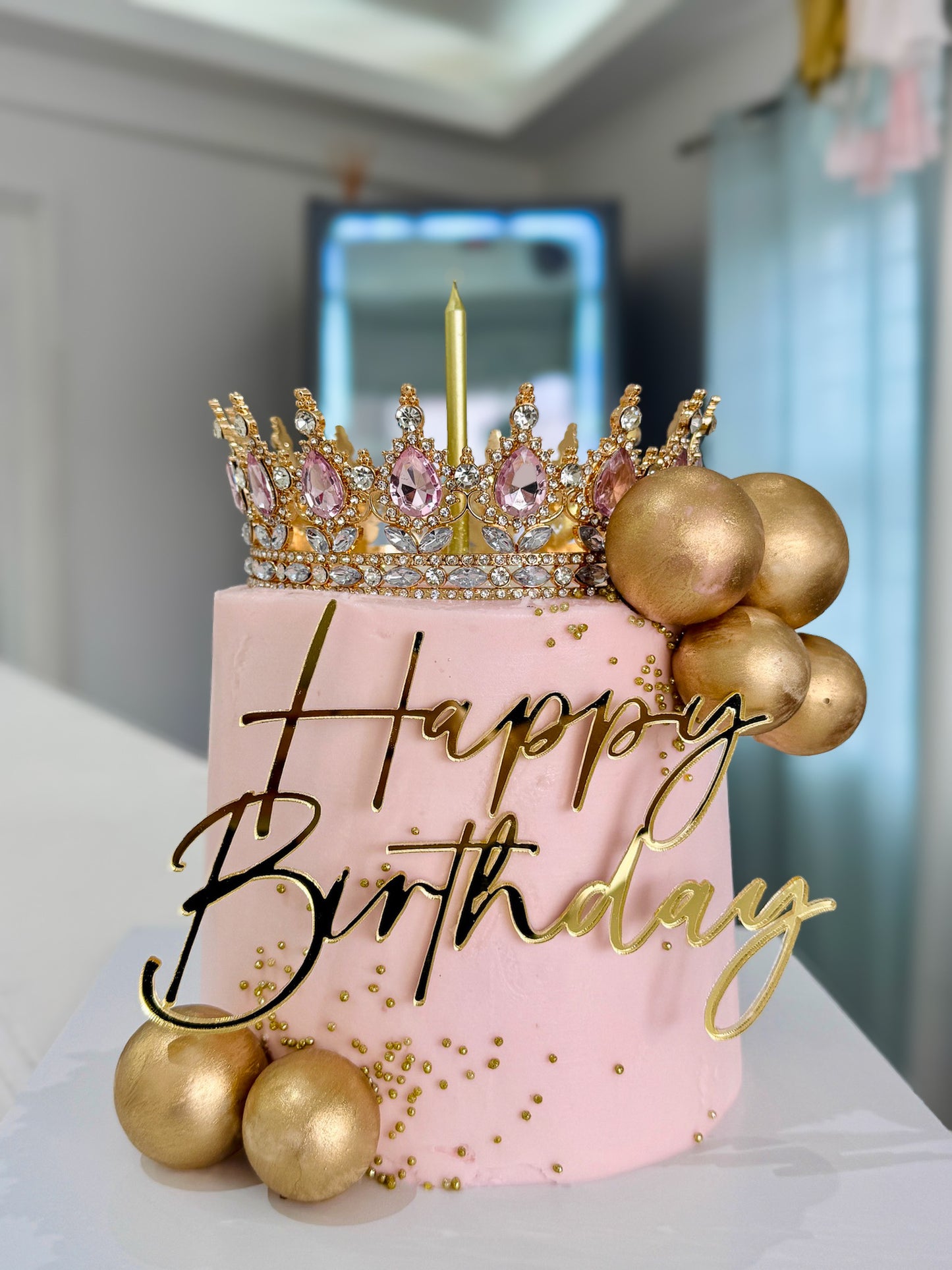 Pastel Cumpleaños Corona Rosa - 10 personas