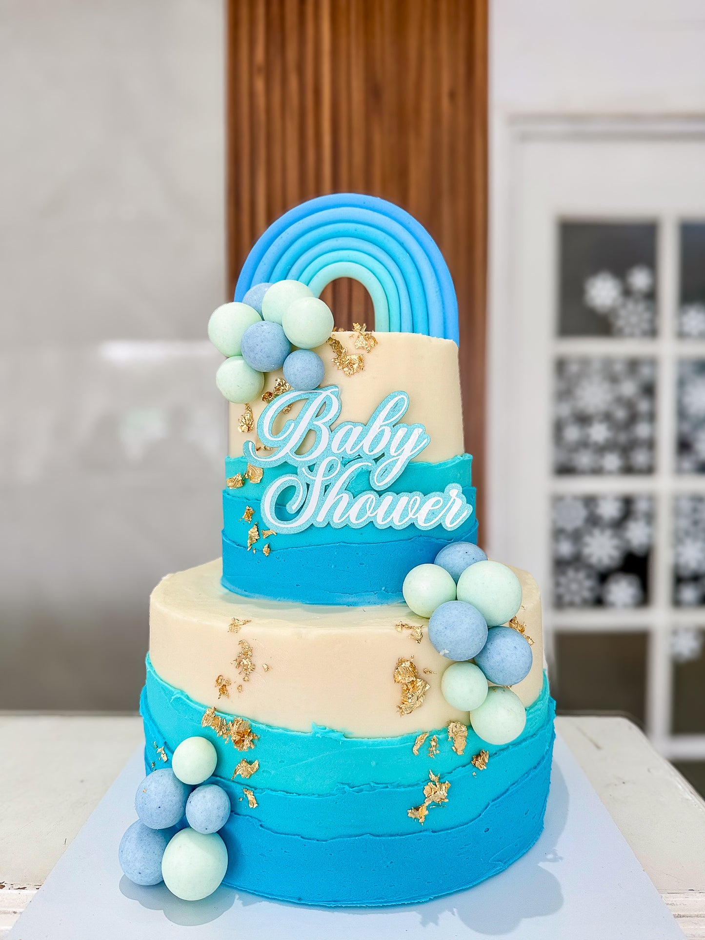 Pastel Baby Shower Arco Azul - 30 personas