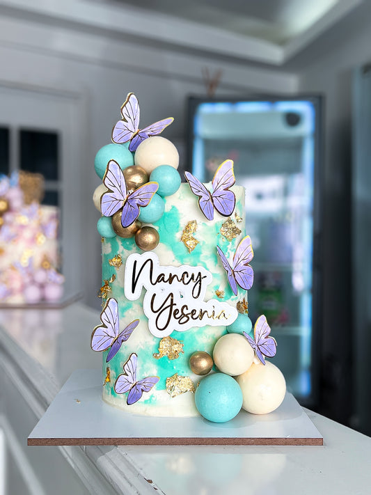 Pastel Baby Shower de Mariposas - 15 personas