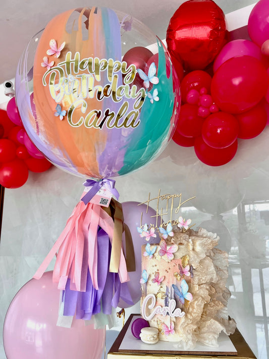 Paquete Globo y Pastel Mariposas para 15 personas